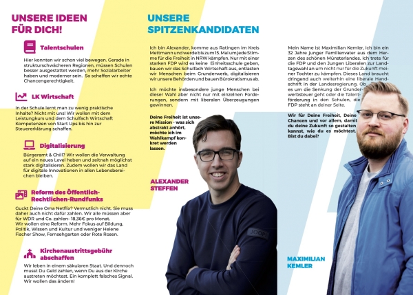 Wir machen Zukunft - Flyer Junge Liberale Nordrhein-Westfalen Landtagswahl 2022